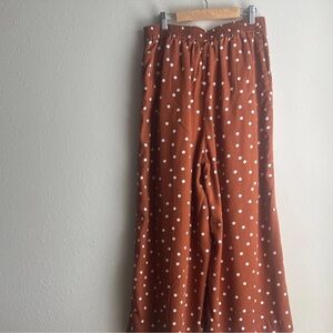 Anthropologie Rust Polka Dot Wide-Leg Pants